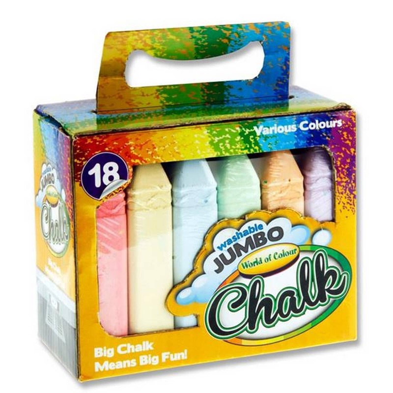 Jumbo Chalk 15cm  Coloured Pack of 18