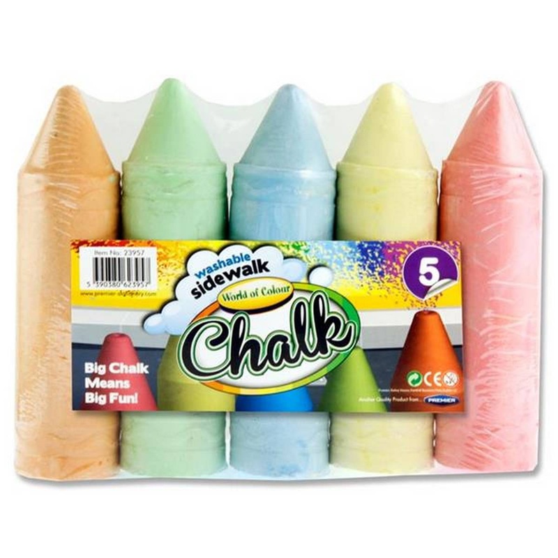 Jumbo Sidewalk Chalk 19cm  Coloured Pack of 5