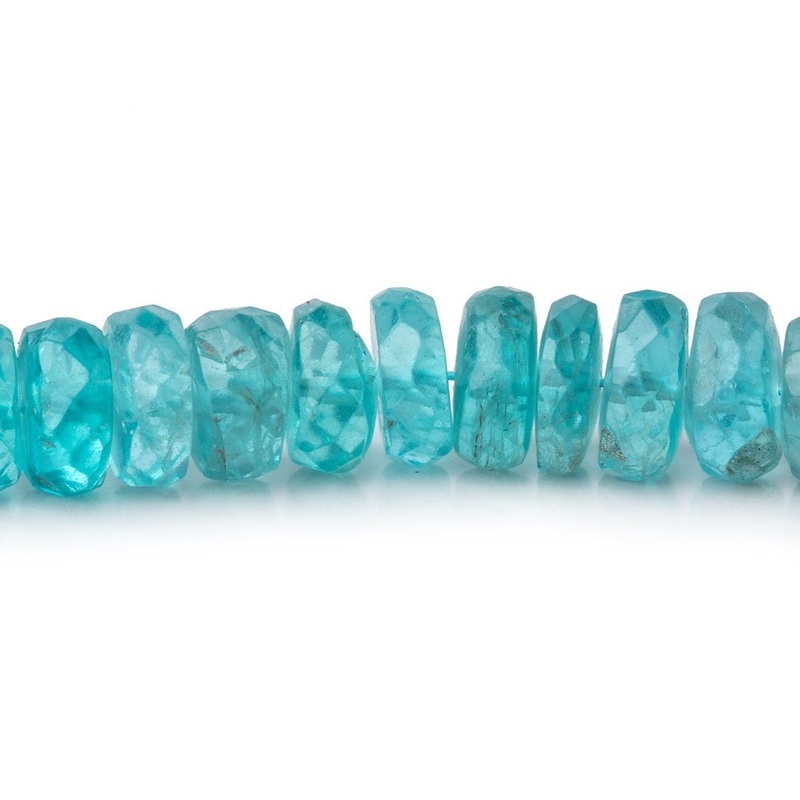 5-6.5mm Caribbean Blue Apatite Faceted Rondelle Beads 16 inch 136 pieces AA (ONLINE ORDER ONLY)