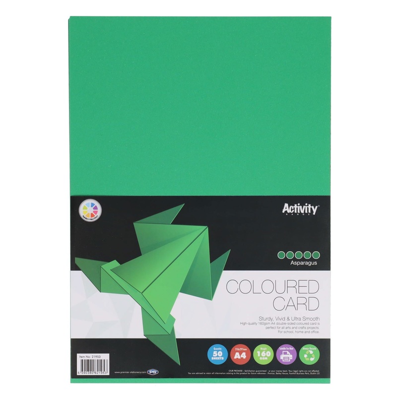 A4 Asparagus Green Card 160gsm (Pack of 50 sheets)