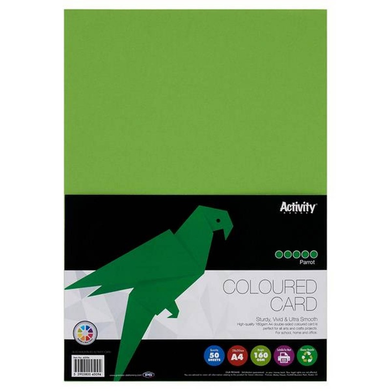 A4 Parrot Green Card 160gsm (Pack of 50 sheets)