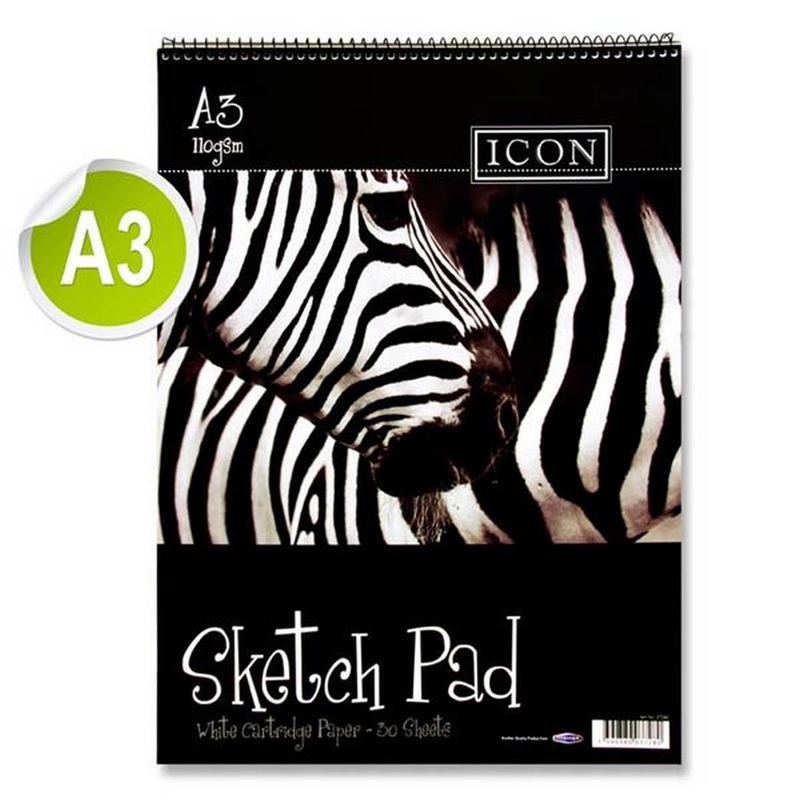 Icon A3 110gsm Spiral Sketch Pad 30 Sheets