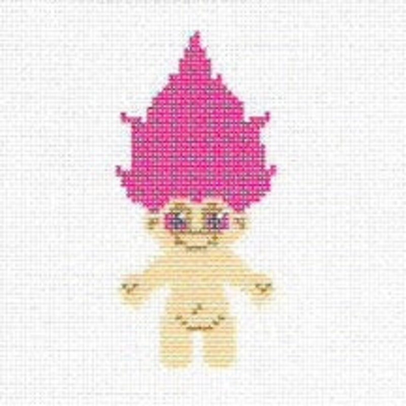 Troll Needlepoint Canvas with Fuchsia Hair  2×4, 18 Mesh by Misty Morrow (ONLINE ORDER ONLY)