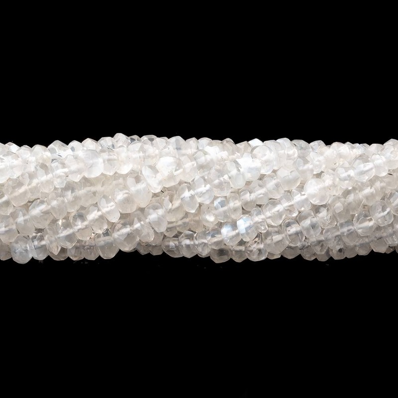 4mm Ceylon Moonstone Faceted Rondelles 14 inch 152 pieces (ONLINE ORDER ONLY)