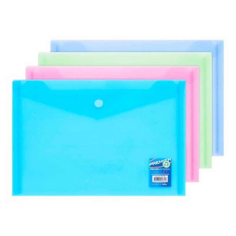 A5 Plastic Button Wallet Clear