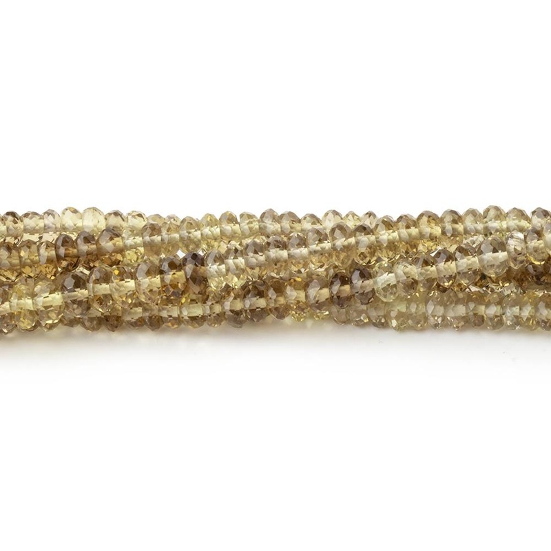 3.5mm Bi-Color Quartz Faceted Rondelle 15.5 Inch 230 Beads (ONLINE ORDER ONLY)