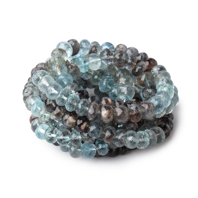 7-7.5mm Copper Moss Aquamarine Faceted Rondelle Beads 16 inch 74 pieces AAA (ONLINE ORDER ONLY)