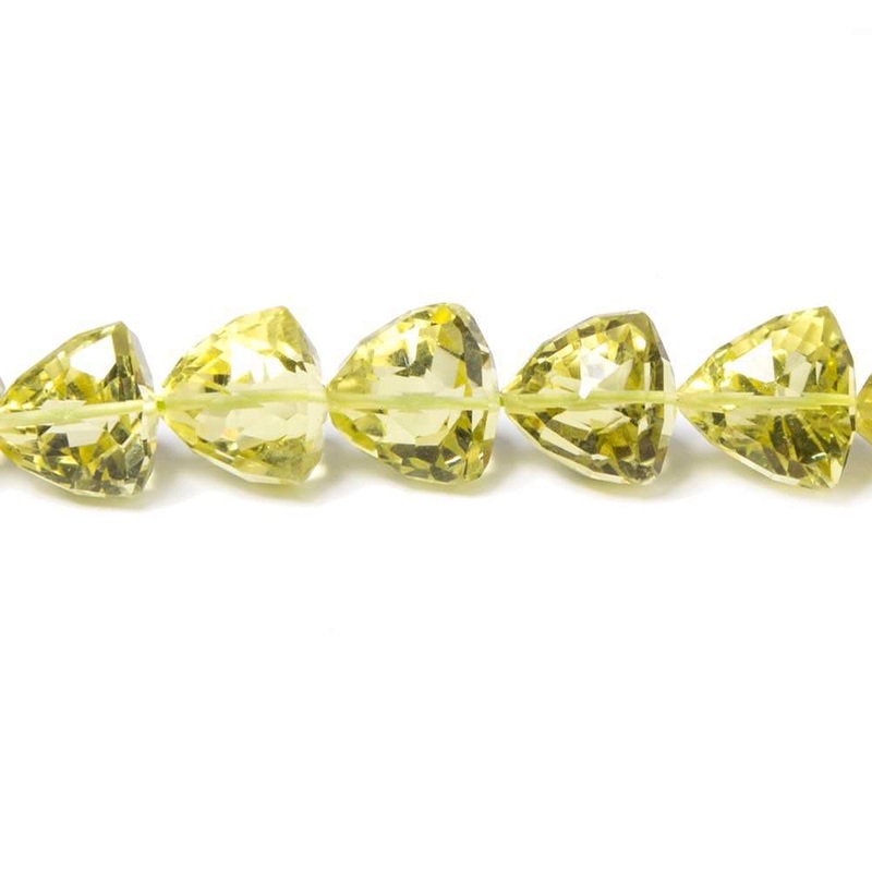 8-11mm Lemon Quartz Straight Drill Trillion Beads 16 inch 42 pieces (ONLINE ORDER ONLY)