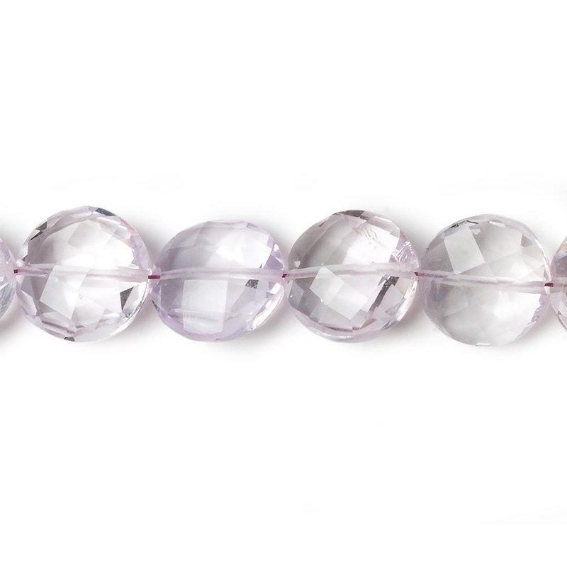 9-11mm Pink Amethyst Side Drilled Faceted Coin Beads 8 inch 20 pieces (ONLINE ORDER ONLY)