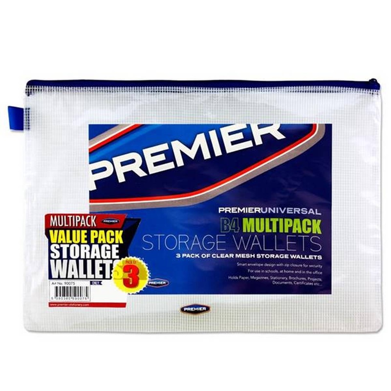 Premier Office Pack of 3 B4 Mesh Storage Wallets