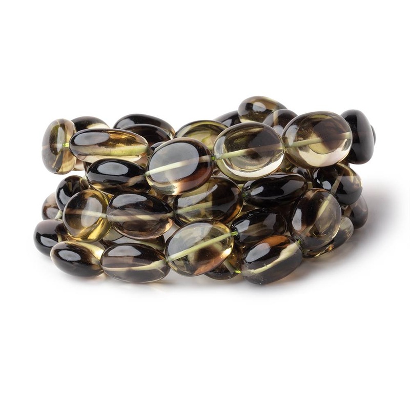 13×11-17x12mm Bi-color Quartz Straight Drilled Plain Oval Beads 16 inch 29 pieces (ONLINE ORDER ONLY)