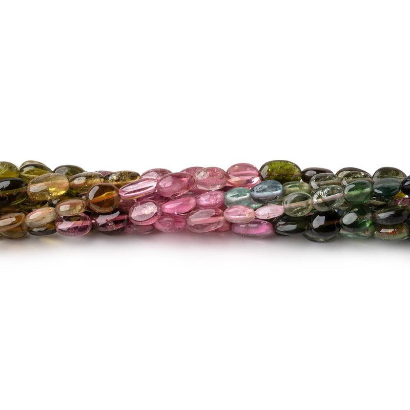 4×3-5x4mm Multi Color Tourmaline Plain Oval Beads 14 inch 72 pieces (ONLINE ORDER ONLY)
