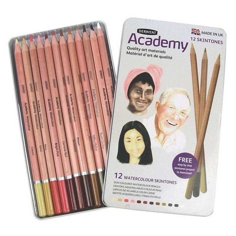 Derwent Academy Watercolour Portrait Pencils (Pack of 12)