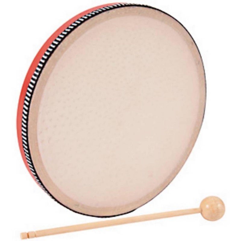 Hand Drum and Beater  Wood