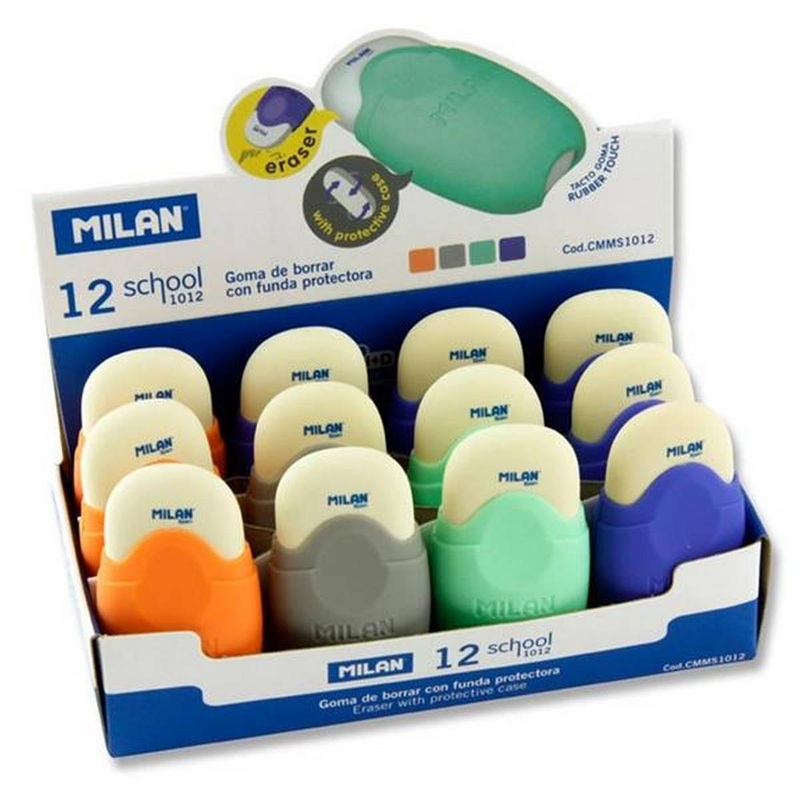 Milan 1012 School Eraser with Protective Case