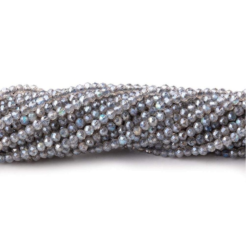 2mm Metallic Labradorite micro faceted rondelle beads 13 inch 170 pieces (ONLINE ORDER ONLY)