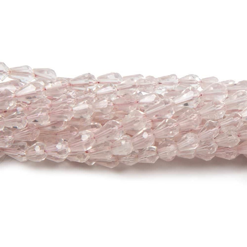 3×5-5x3mm Rose Quartz Straight Drilled Faceted Tear Drop Beads 14.5 inch 90 pieces (ONLINE ORDER ONLY)