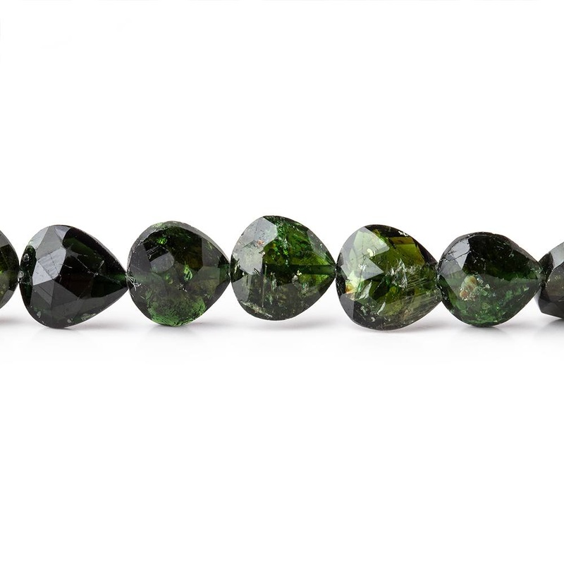 6-7mm Chrome Tourmaline Straight Drill Faceted Heart Beads 17 inch 56 pieces (ONLINE ORDER ONLY)