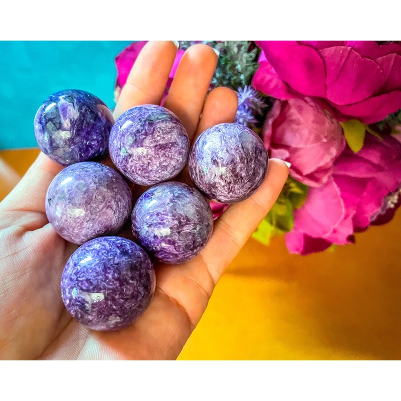 Amazing 1 1/4 Charoite Crystal Spheres (ONLINE ORDER ONLY)