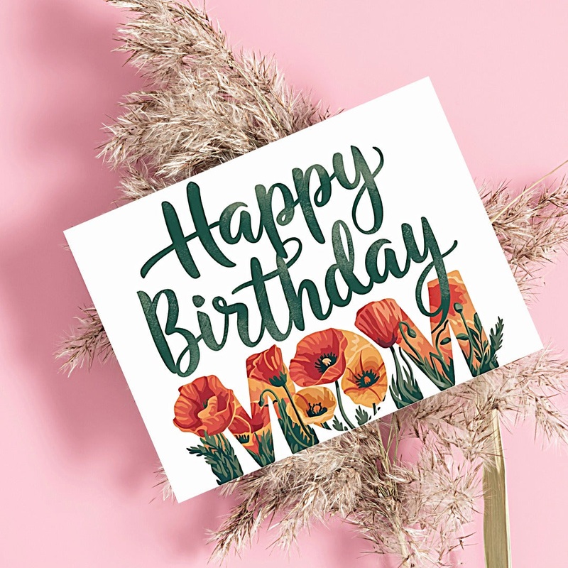 Floral Happy Birthday Mom Card (ONLINE ORDER ONLY)