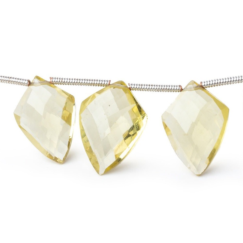 12×9-15x10mm Lemon Quartz Faceted Shield Beads 8 inch 15 pieces (ONLINE ORDER ONLY)