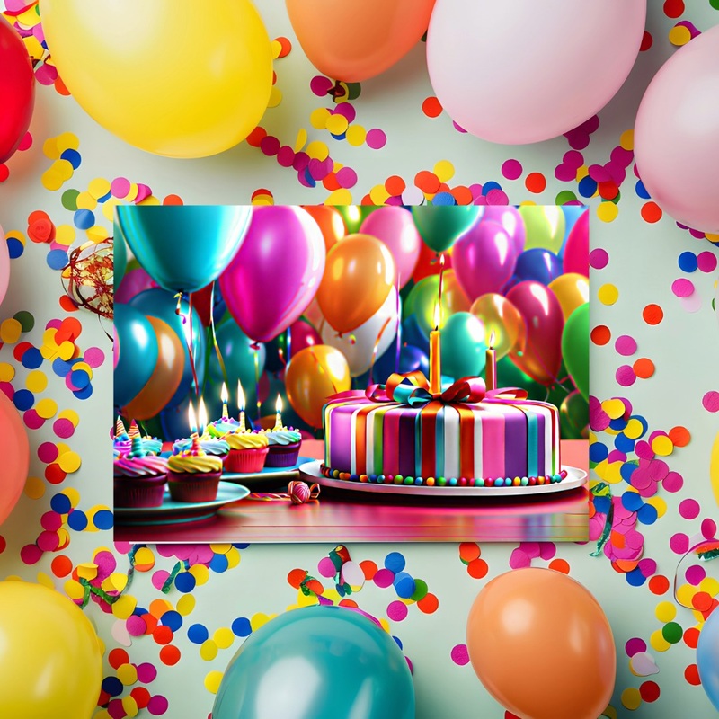 Birthday Cake and Balloons Card (ONLINE ORDER ONLY)