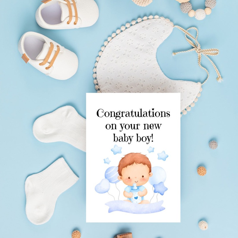 Congratulations on Baby Boy Card (ONLINE ORDER ONLY)