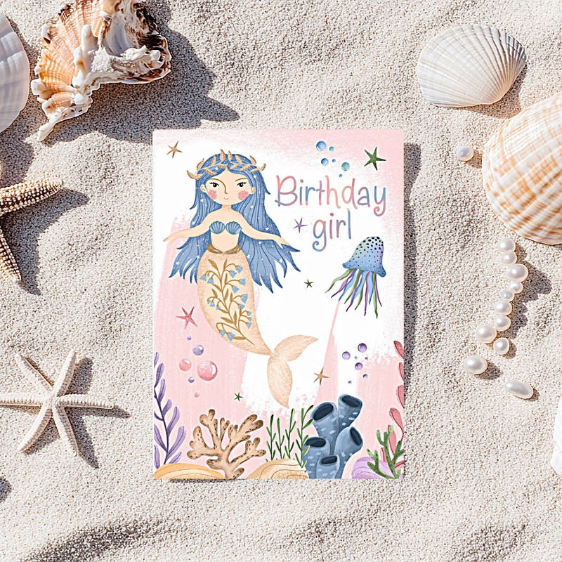 Mermaid Birthday Girl Card (ONLINE ORDER ONLY)