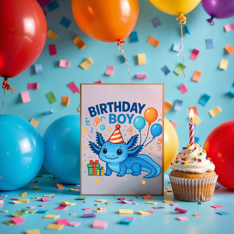 Axolotl Birthday Boy Card (ONLINE ORDER ONLY)