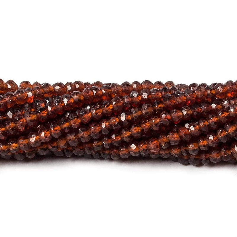 3.5mm Hessonite Garnet faceted rondelle beads 13 inch 135 pieces (ONLINE ORDER ONLY)