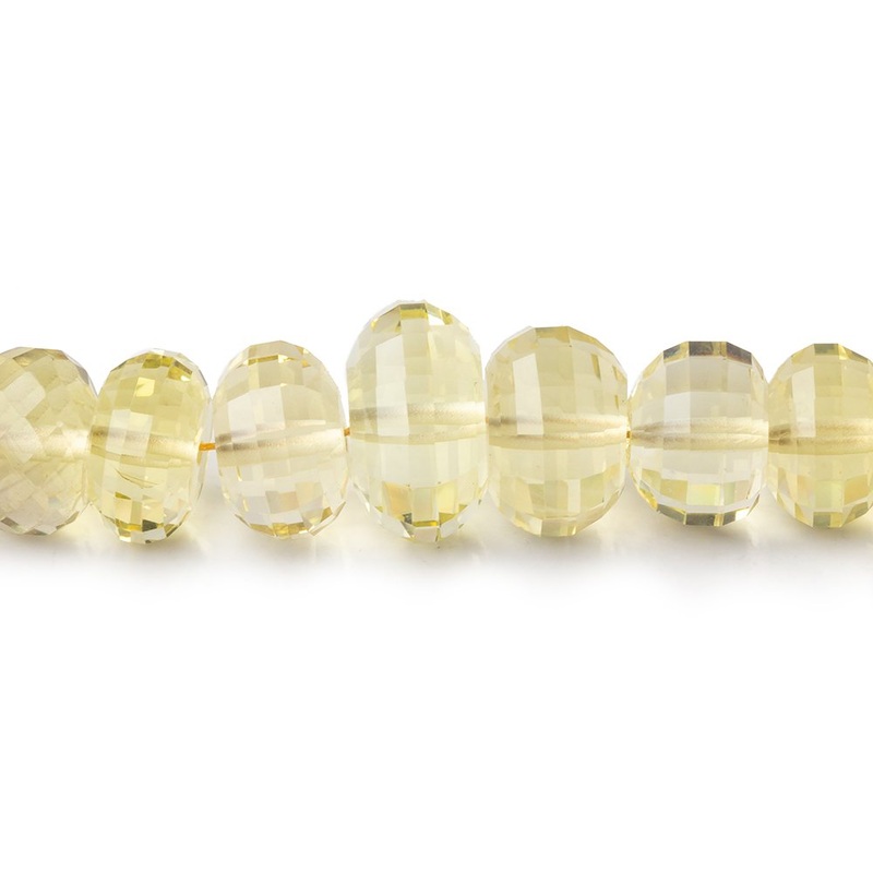 5.5-10mm Lemon Quartz Checkerboard Faceted Rondelles 16 inch 81 Beads AA (ONLINE ORDER ONLY)