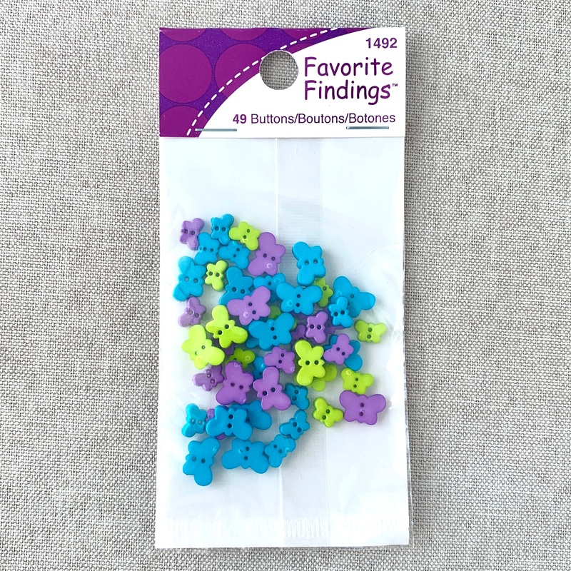 1492 Teeny Weeny Butterflies – Favorite Findings – 2 Hole Button – – Blue Purple Green (ONLINE ORDER ONLY)