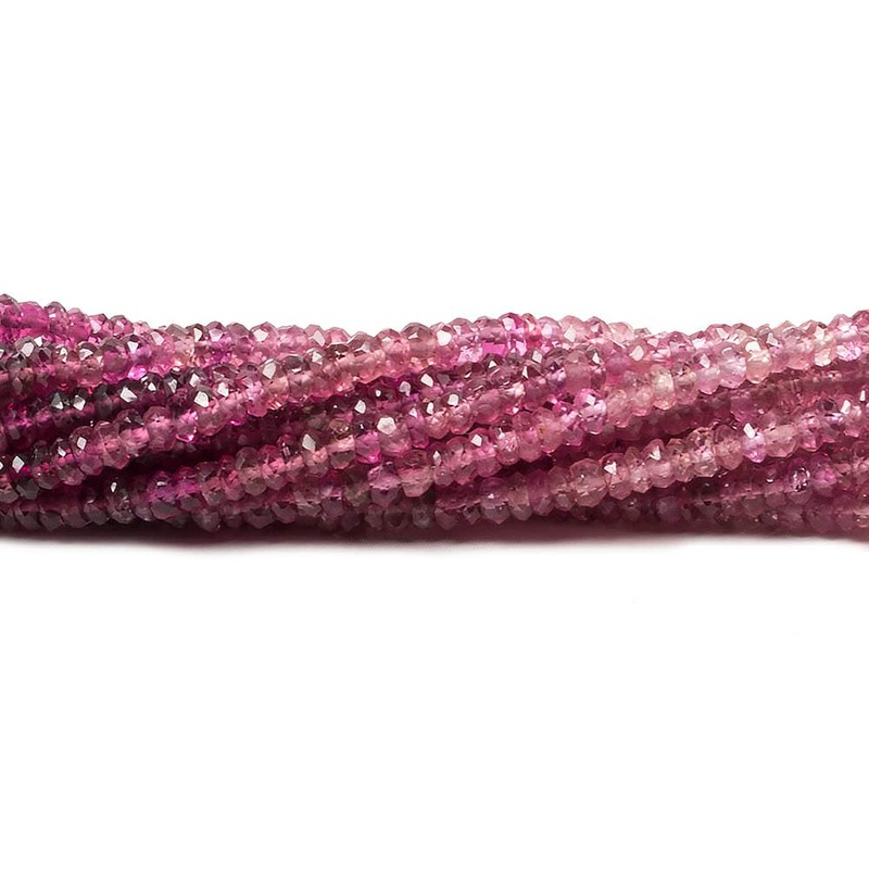 2.5mm Shaded Rubellite Tourmaline faceted rondelle beads 13 inch 210 pieces (ONLINE ORDER ONLY)