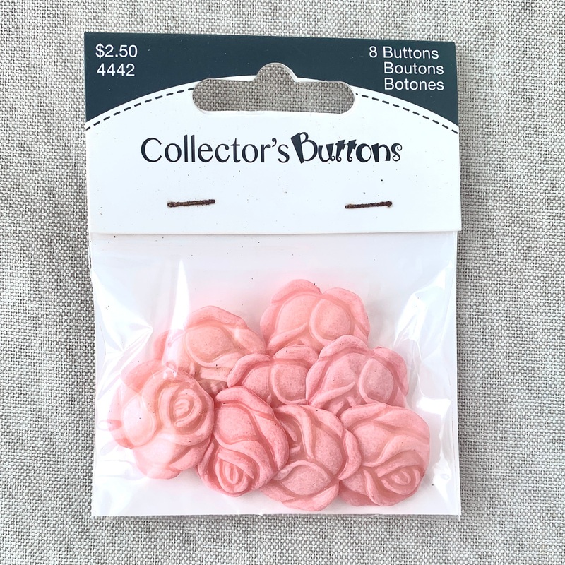 4442 Pink Roses – Collectors Buttons – 1 Hole Shank Button – – Pink (ONLINE ORDER ONLY)