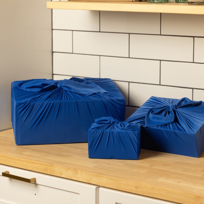 Set of 3 (S, L, XL) Reusable Cloth Furoshiki Gift Wrap | Deep Blue (ONLINE ORDER ONLY)