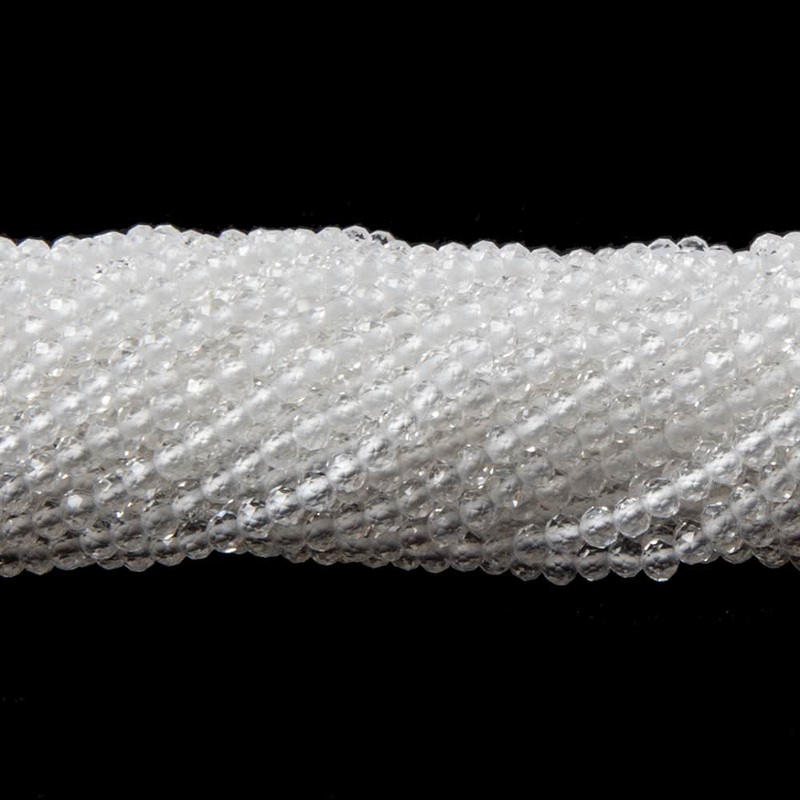 2mm Crystal Quartz micro-faceted rondelles 13 inch 175 beads AAA (ONLINE ORDER ONLY)