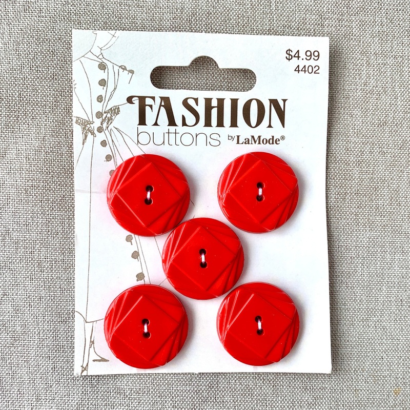 4402 Vintage Geometric – La Mode Fashion – 2 Holes – 25mm – Red (ONLINE ORDER ONLY)