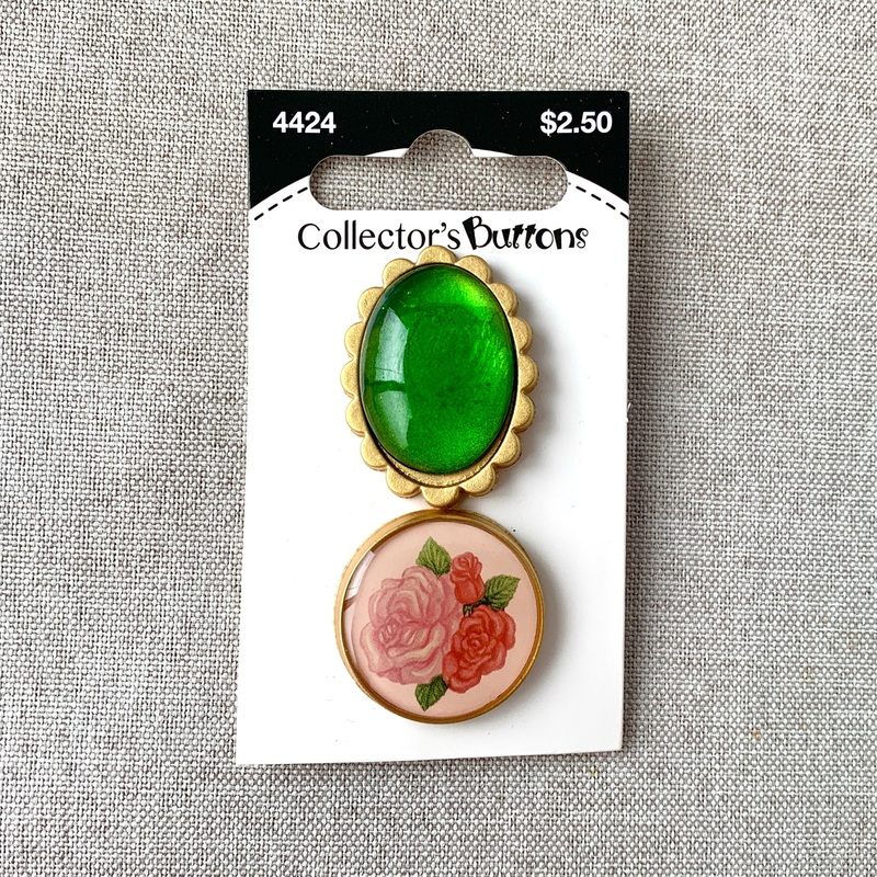 4424 Vintage China – Collectors Buttons – 1 Hole Shank Buttons – 32mm 25mm – Pink Gold Green (ONLINE ORDER ONLY)