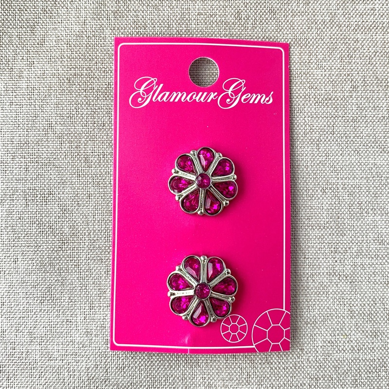 5215 Magenta Flower – Glamour Gems – Shank Buttons – 19mm – Pink (ONLINE ORDER ONLY)