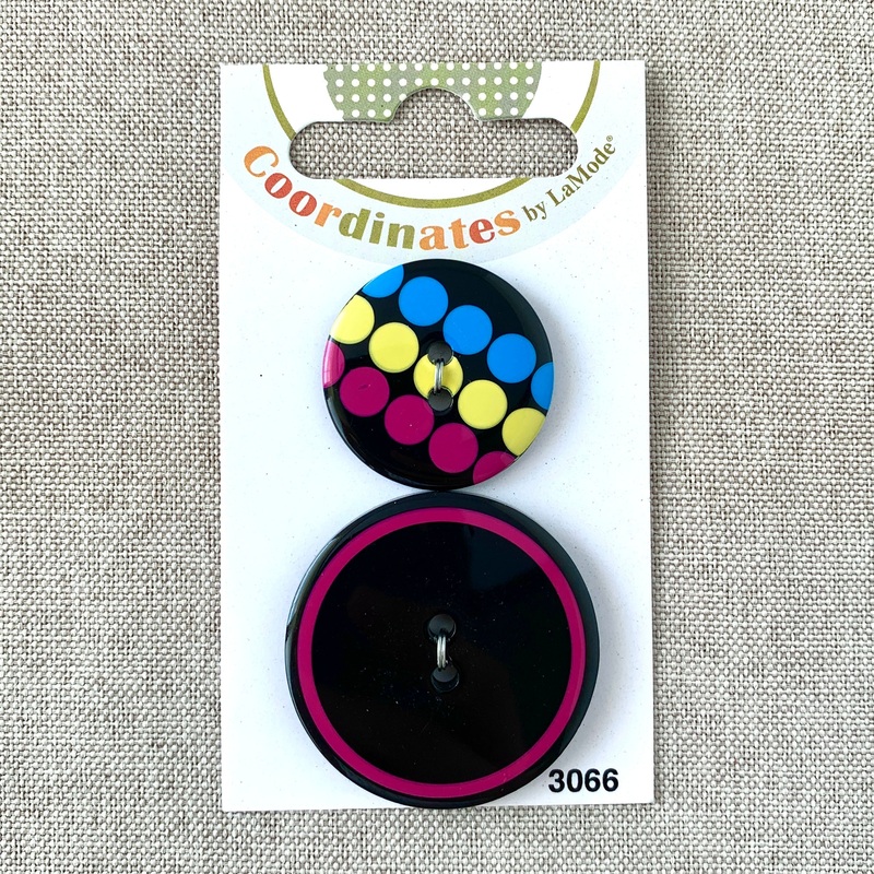 3066 – Coordinates – 2 Hole – Assorted Sizes – Black Pink Blue Yellow (ONLINE ORDER ONLY)