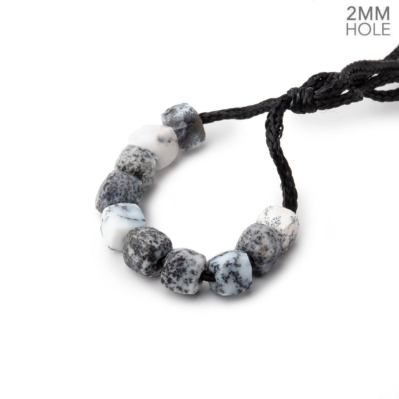 6mm Dendritic Opal 2mm Large Hole Faceted Cube Beads Set of 10 (ONLINE ORDER ONLY)
