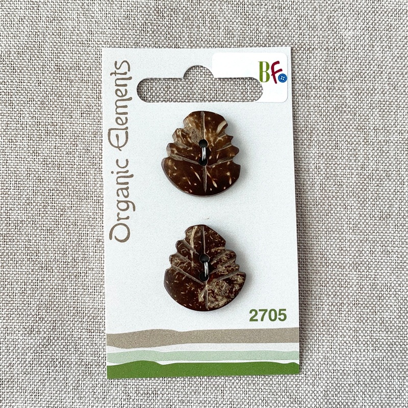 Coconut Leaf – Organic Elements – 2 Hole – 22mm – Brown (ONLINE ORDER ONLY)