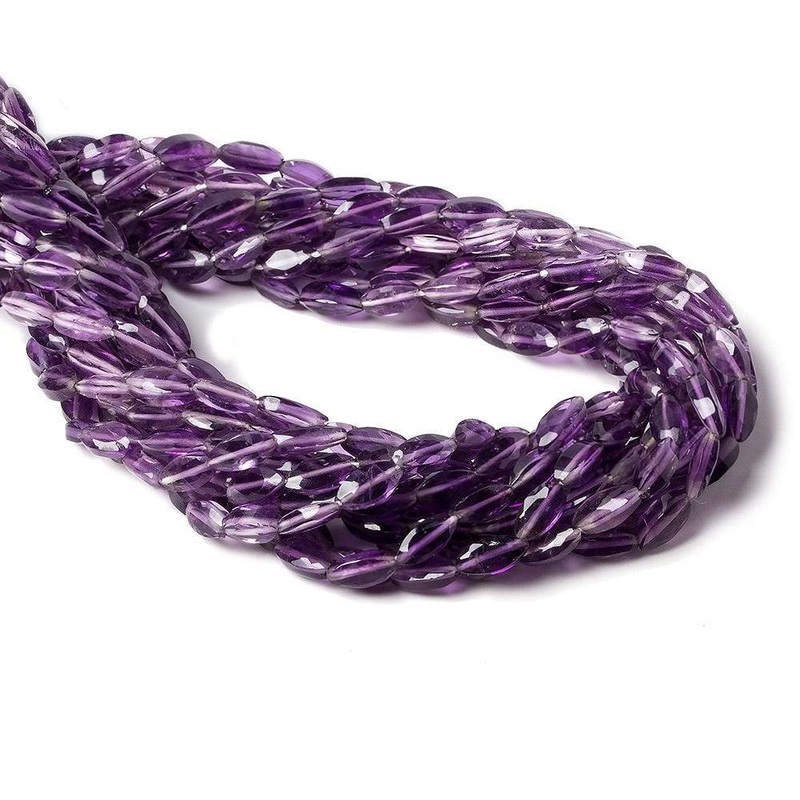 7x3mm Shaded Amethyst straight drilled faceted rice 14 inch 51 beads (ONLINE ORDER ONLY)