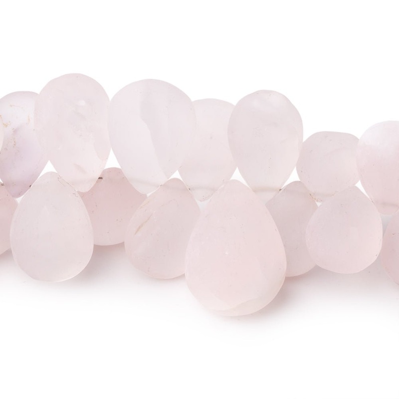 12×9-16x12mm Matte Rose Quartz Plain Pears 7 inch 41 Beads (ONLINE ORDER ONLY)