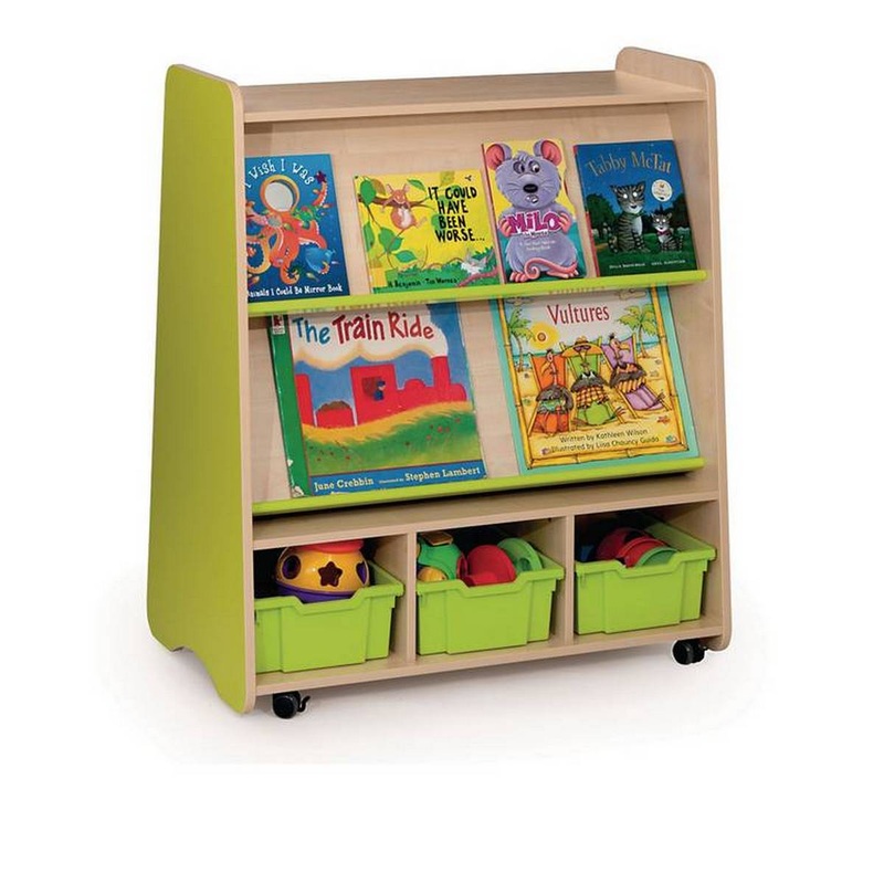 Double Sided Mobile Bookcase Tray-col-gr