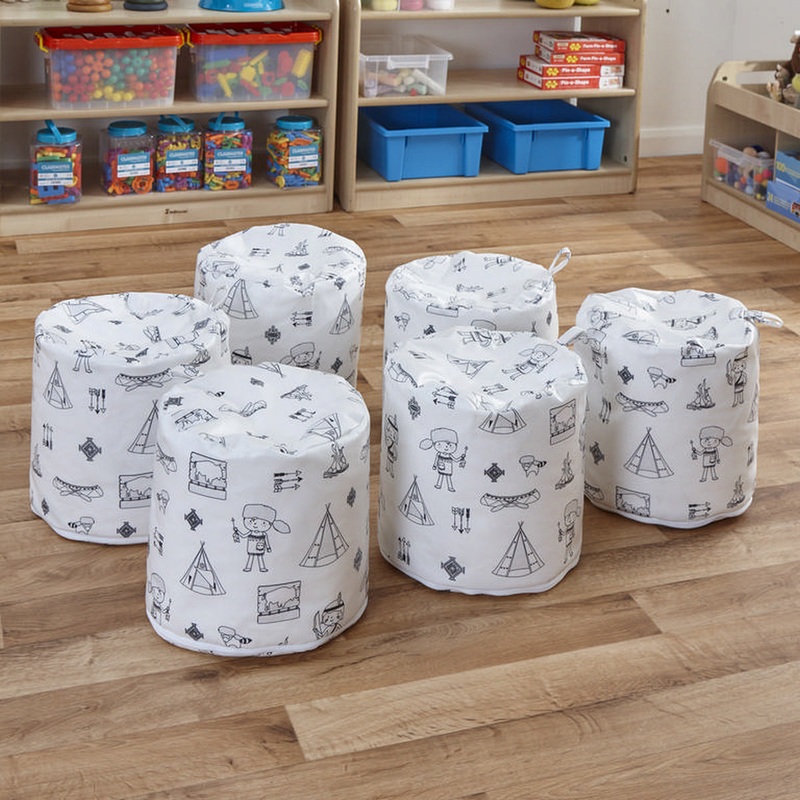 Welcome To My Tribe Wipe Clean Set Of 3 Pouffes with Antimicrobial Coating