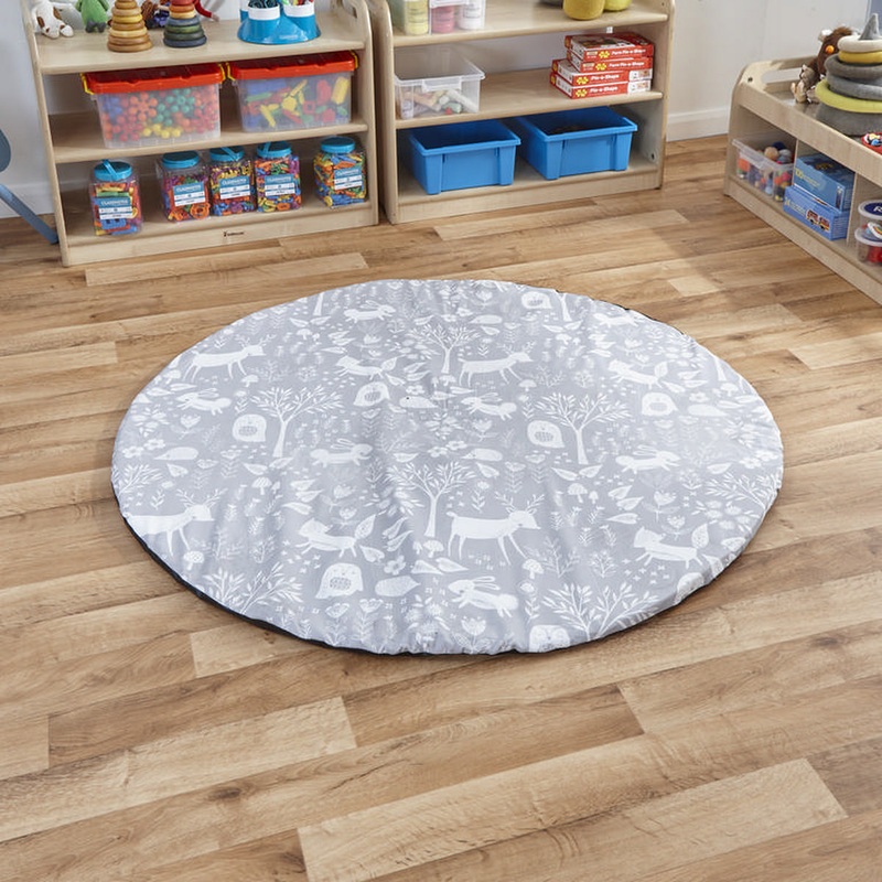 Woodland Print Grey Round Floor Mat
