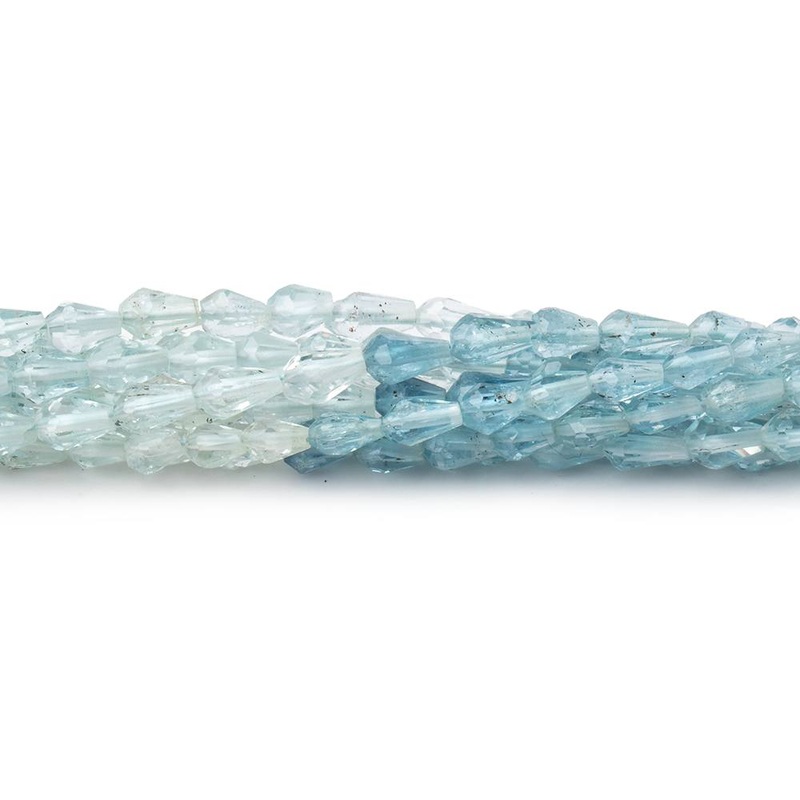 4x3mm Shaded Aquamarine Faceted Tear Drop Beads 14.5 inch 86 pieces (ONLINE ORDER ONLY)
