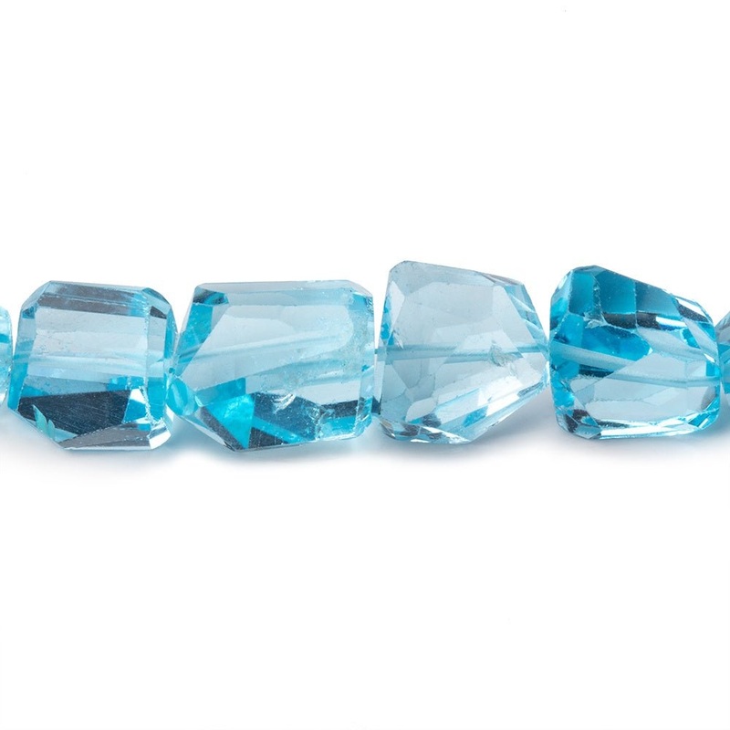7×7-12x9mm Swiss Blue Topaz Faceted Nugget Beads 16 inch 38 pieces AA (ONLINE ORDER ONLY)