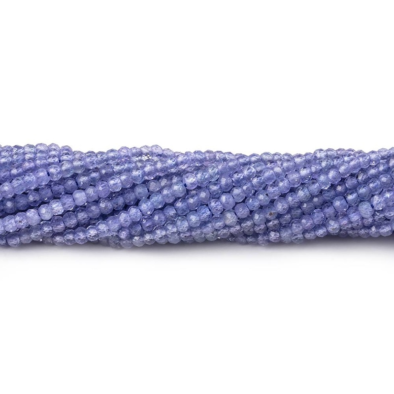 2.2mm Tanzanite Micro Faceted Rondelle Beads 12.5 inch 180 pieces AA (ONLINE ORDER ONLY)
